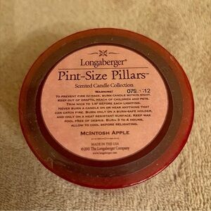 Longaberger McIntosh Apple Pint-Size Pillar Candle - Red New No  Box